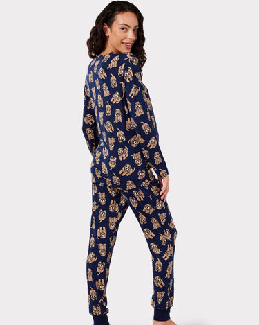 Maternity Navy Cockapoo Print Long Pyjama Set